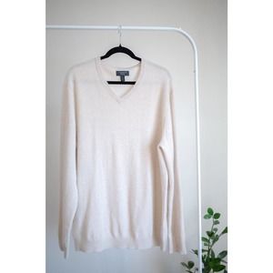 Club Room Luxury Men's V-Neck Cashmere Sweater in Oatmeal SZ XL